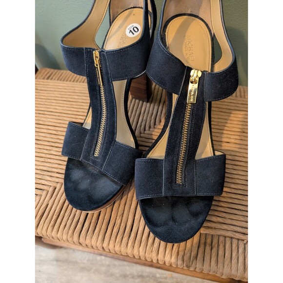 Michael Kors Womens Navy Berkley Suede Platform Sandals Sz 10 Party Clubwear Fun - Picture 3 of 11